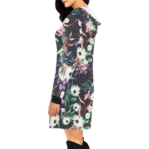 Vintage dark fantasy bloom 20G All Over Print Hoodie Mini Dress (Model H27)