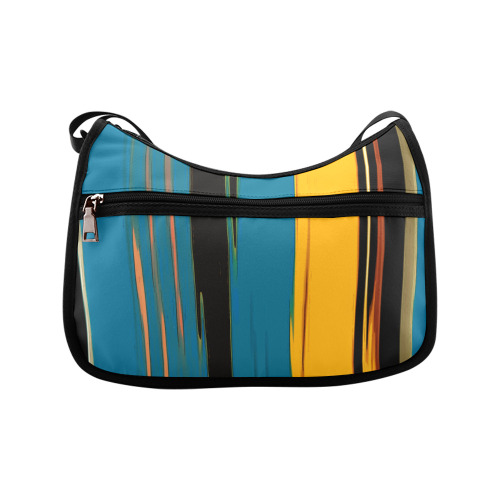 Black Turquoise And Orange Go! Abstract Art Crossbody Bags (Model 1616)