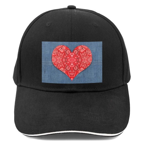 Bandana Heart on Denim-Look