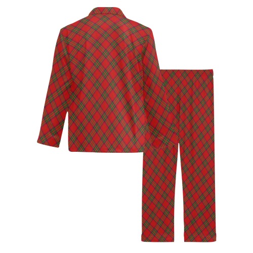 Holiday Plaid Christmas Men's V-Neck Long Pajama Set