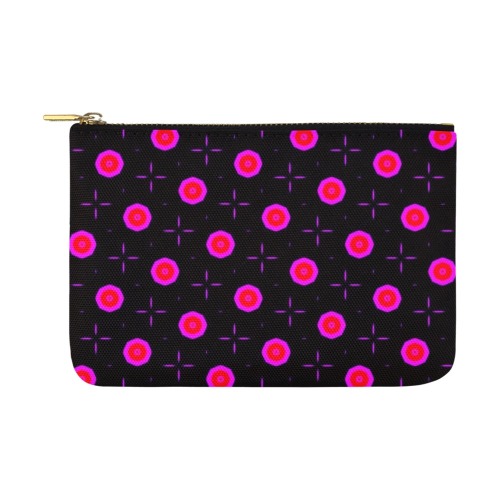 Pink Dots on Black Carry-All Pouch 12.5''x8.5''