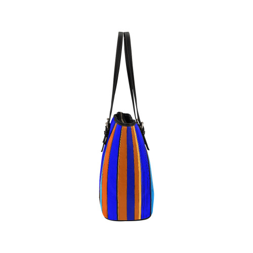 Abstract Blue And Orange 930 Leather Tote Bag/Small (Model 1640)