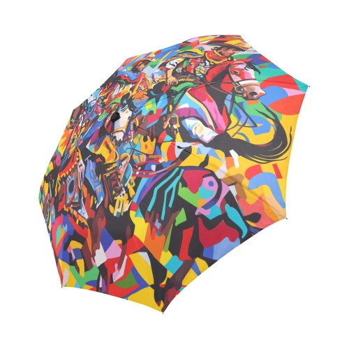 Cool abstract art of cowboys. Western theme. Auto-Foldable Umbrella (Model U04)