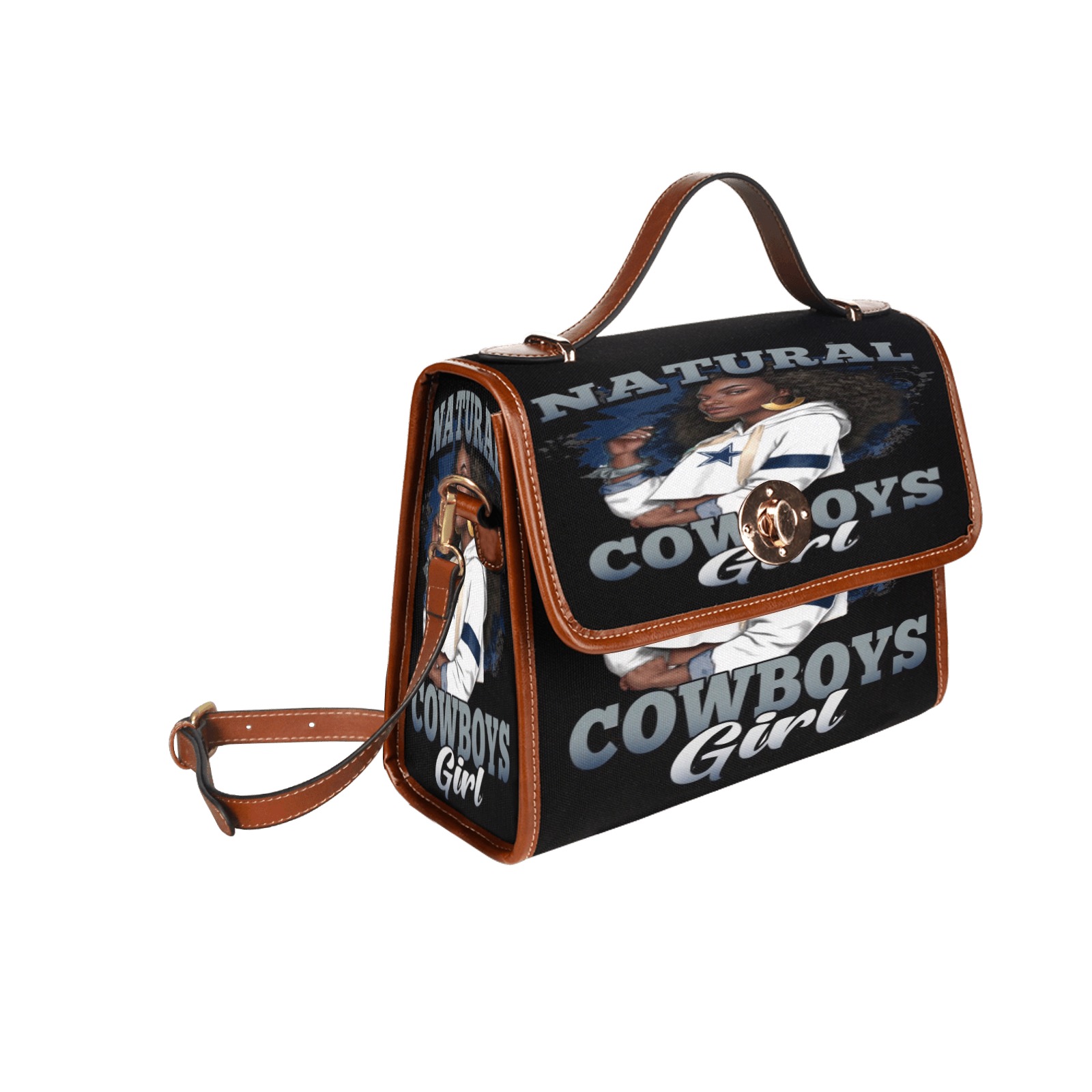 NEWCOWBOYSGIRL-removebg-preview Waterproof Canvas Bag-Brown (All Over Print) (Model 1641)