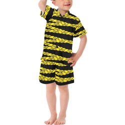 Funny Police Tape Danger PJs Little Boys' V-Neck Short Pajama Set