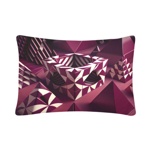 op art, burgundy cubes Custom Pillow Case 20"x 30" (One Side) (Set of 2)