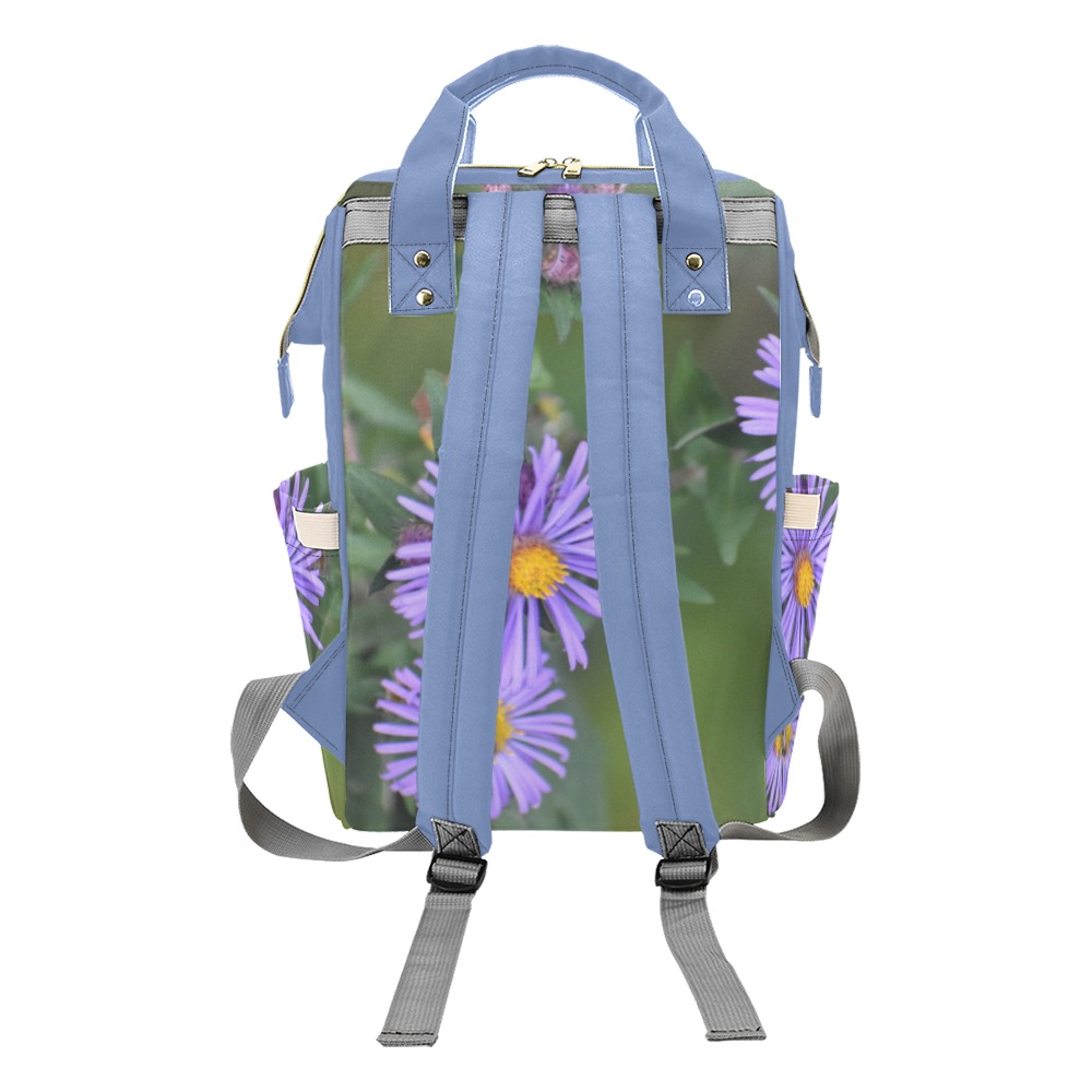 Purple Flowers Diaper Bag Multi-Function Diaper Backpack/Diaper Bag (Model 1688)