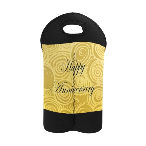 Anniversary Swirls Gold 2-Bottle Neoprene Wine Bag