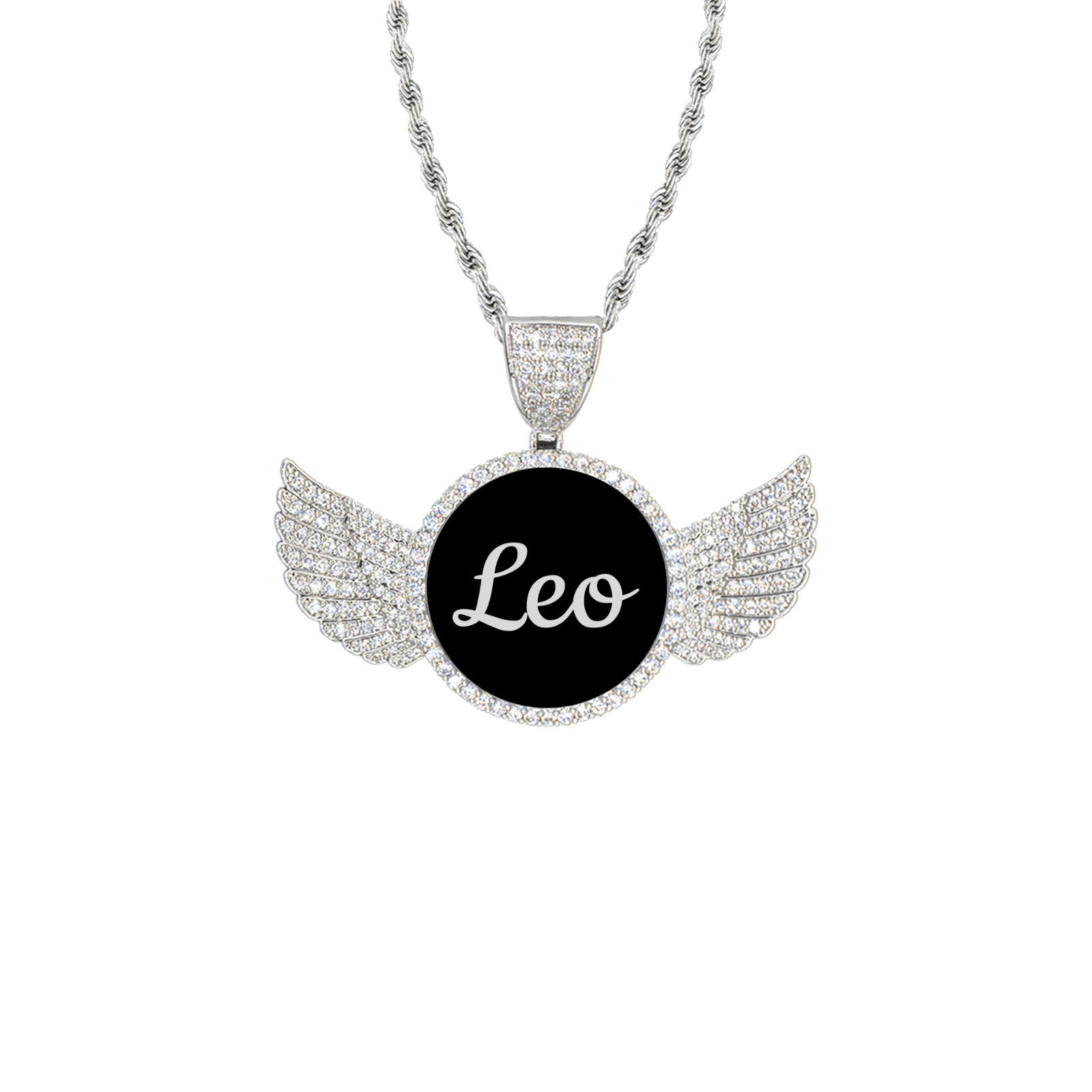 bb tyrhbnn Wings Silver Photo Pendant with Rope Chain