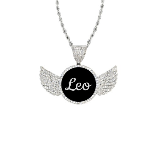 bb tyrhbnn Wings Silver Photo Pendant with Rope Chain