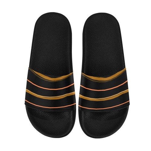 Midecentury Orange Retro Stripes Women's Slide Sandals (Model 057)