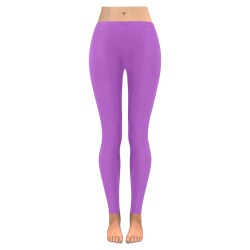 solid lavender Women's Low Rise Leggings (Invisible Stitch) (Model L05)