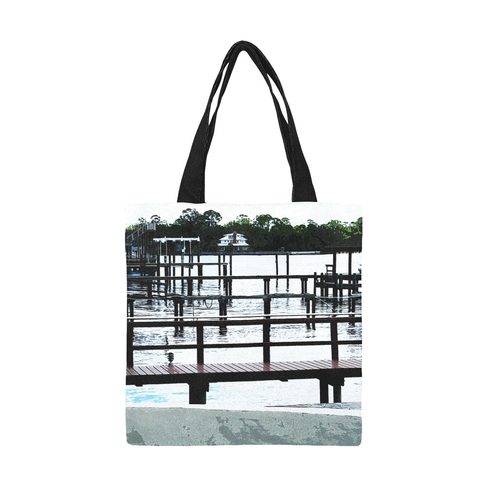 Docks On The River 7580 All Over Print Canvas Tote Bag/Small (Model 1697)