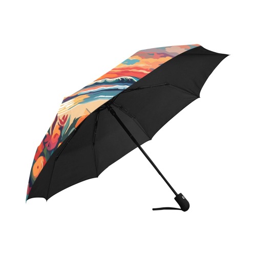 Ocean sunset, dramatic clouds, colorful flowers. Anti-UV Auto-Foldable Umbrella (U09)