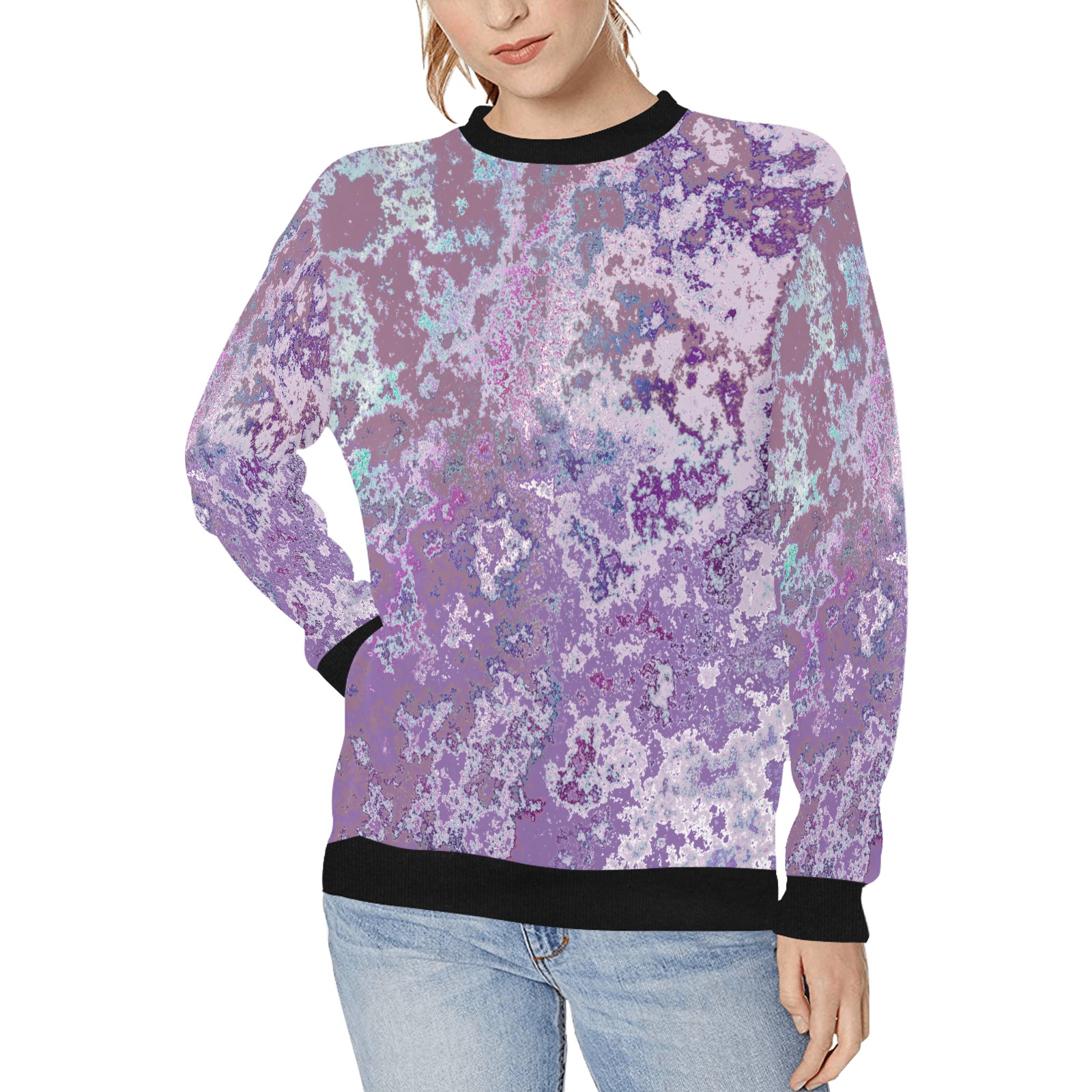 Sweatshirt #25 Women's Rib Cuff Crew Neck Sweatshirt (Model H34)