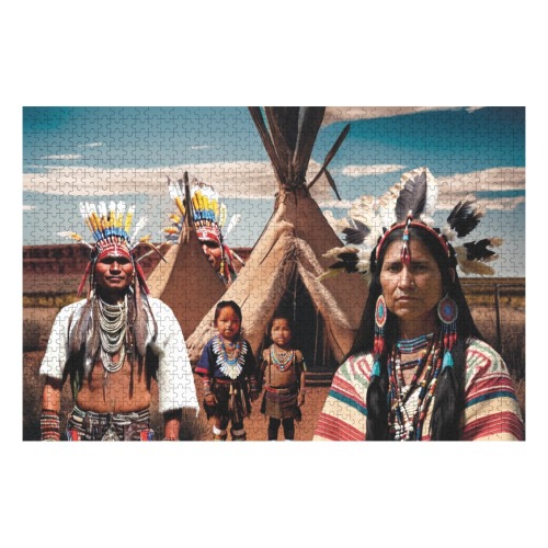 indian tribe family 1 1000-Piece Wooden Photo Puzzles