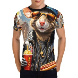 HOT DOG EATING NYC RAT 7 All Over Print T-Shirt for Men (USA Size) (Model T40)
