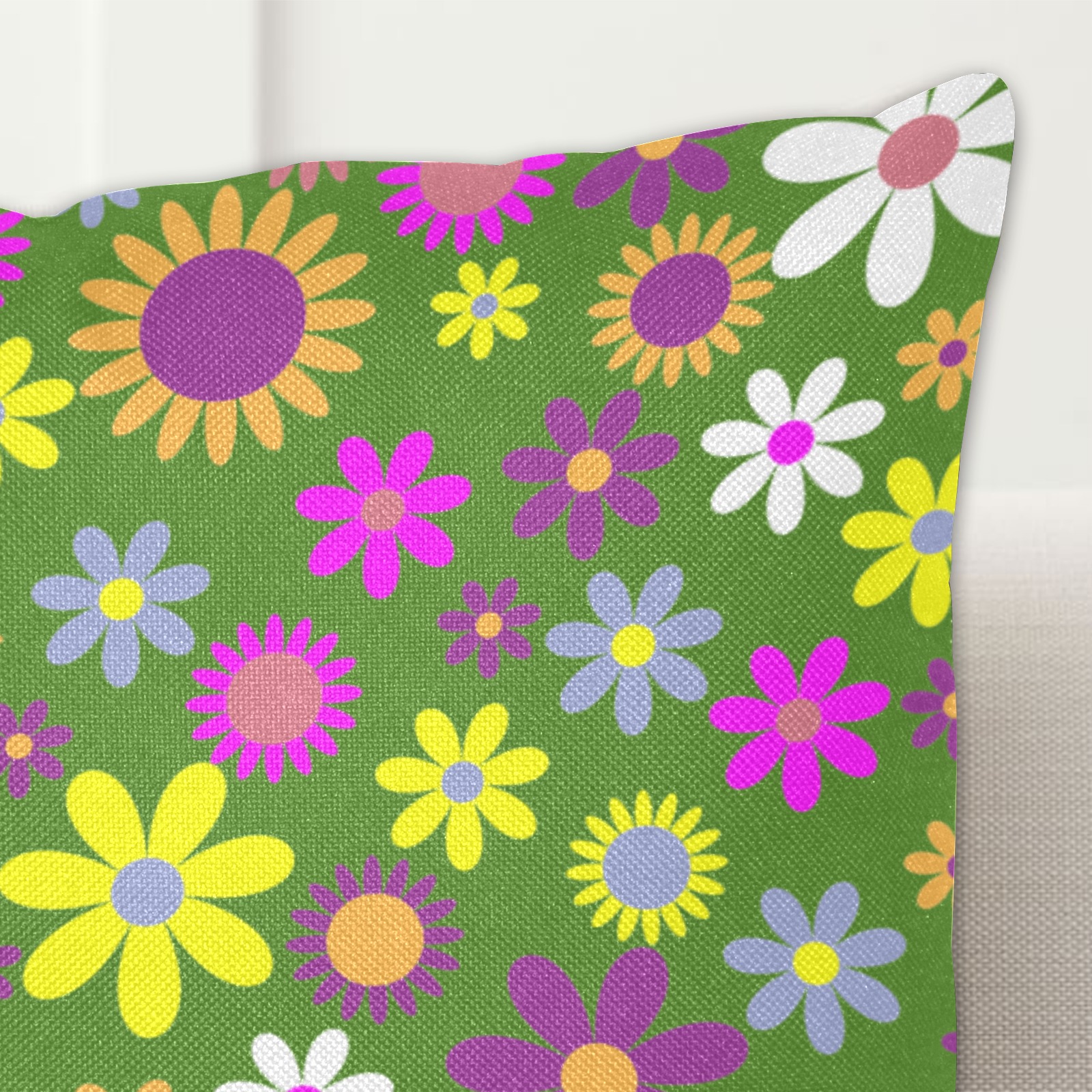 Flowers Linen Zippered Pillowcase 18"x18"(Two Sides&Pack of 2)