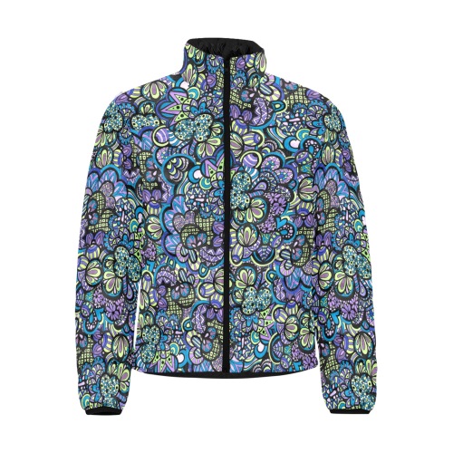 Scrambled Peacock Eggs - Large Pattern Men's Stand Collar Padded Jacket (Model H41)