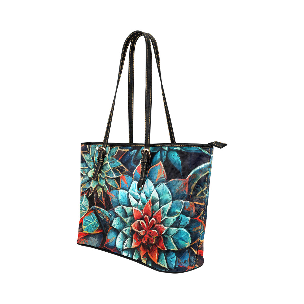 flowers botanic art (8) bag Leather Tote Bag/Small (Model 1651)