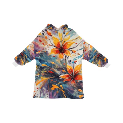 Amazing orange flowers and colorful background. Blanket Hoodie for Women