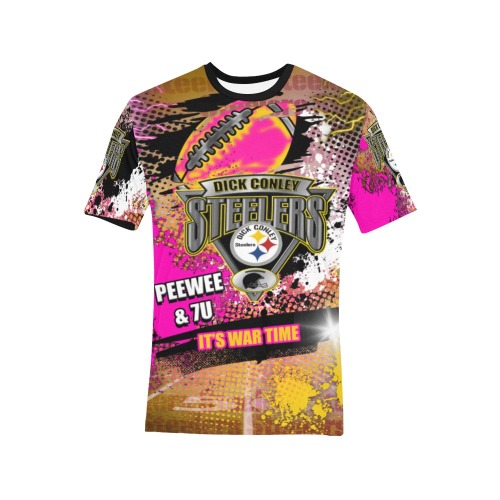 steelers breat cance month Men's All Over Print T-Shirt (Solid Color Neck) (Model T63)