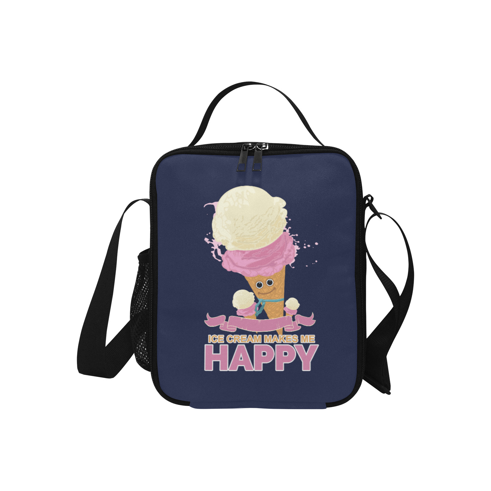 Ice Cream Makes Me Happy All Over Print Crossbody Lunch Bag for Kids (Model 1722)