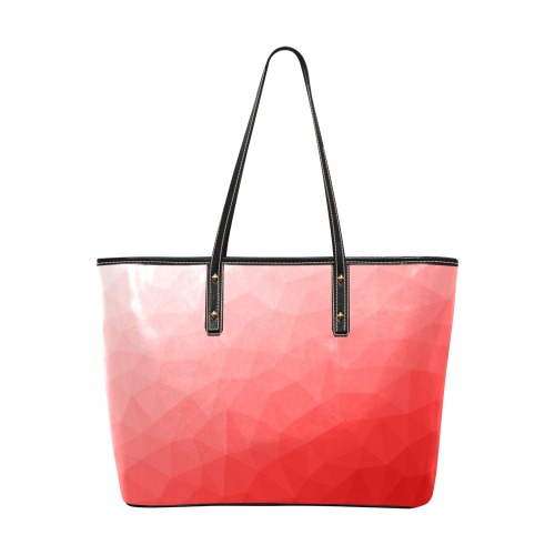 Red gradient geometric mesh pattern Chic Leather Tote Bag (Model 1709)