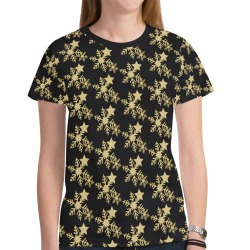 Winter snow blk New All Over Print T-shirt for Women (Model T45)