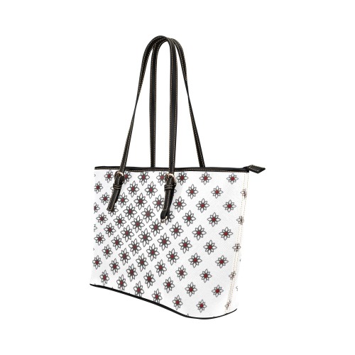 The Flower Girl White Leather Tote Leather Tote Bag/Large (Model 1651)