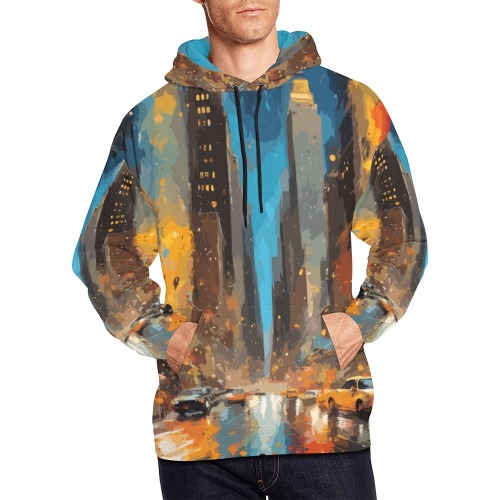 New York City street fantasy cool colorful art All Over Print Hoodie for Men (USA Size) (Model H13)
