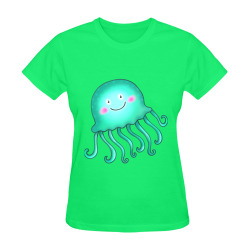 Jellyfish Sealife Cartoon Sunny Women's T-shirt (Model T05)