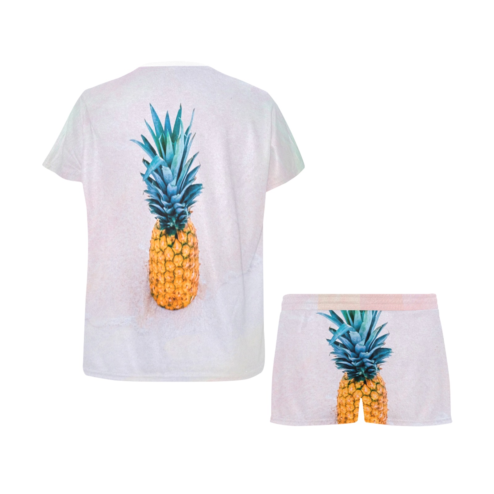 Pineapple on the pink beach Women's Short Pajama Set