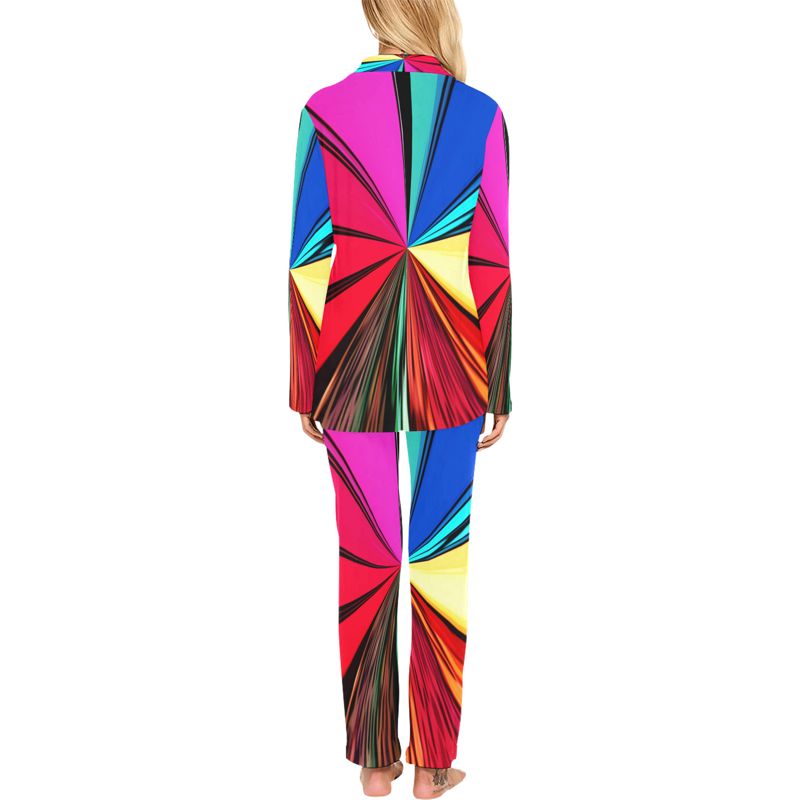 Colorful Rainbow Vortex 608 Women's Long Pajama Set