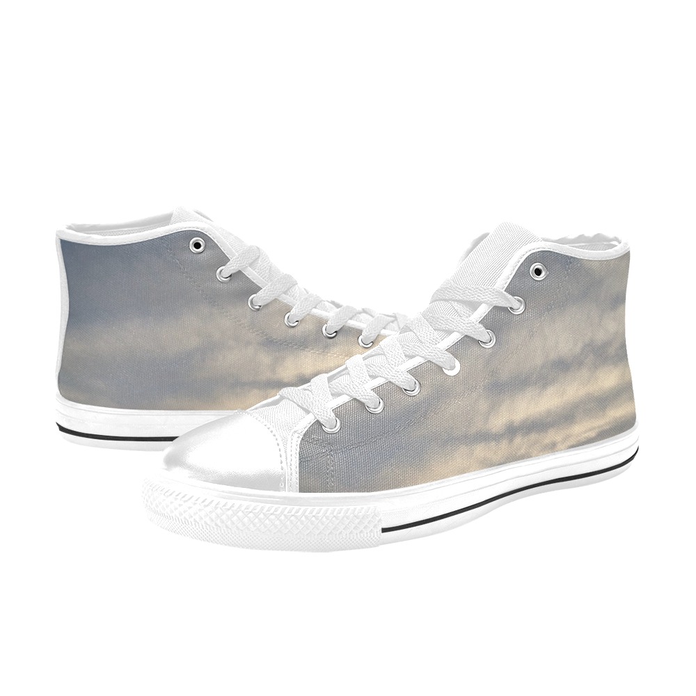 Rippled Cloud Collection High Top Canvas Shoes for Kid (Model 017)