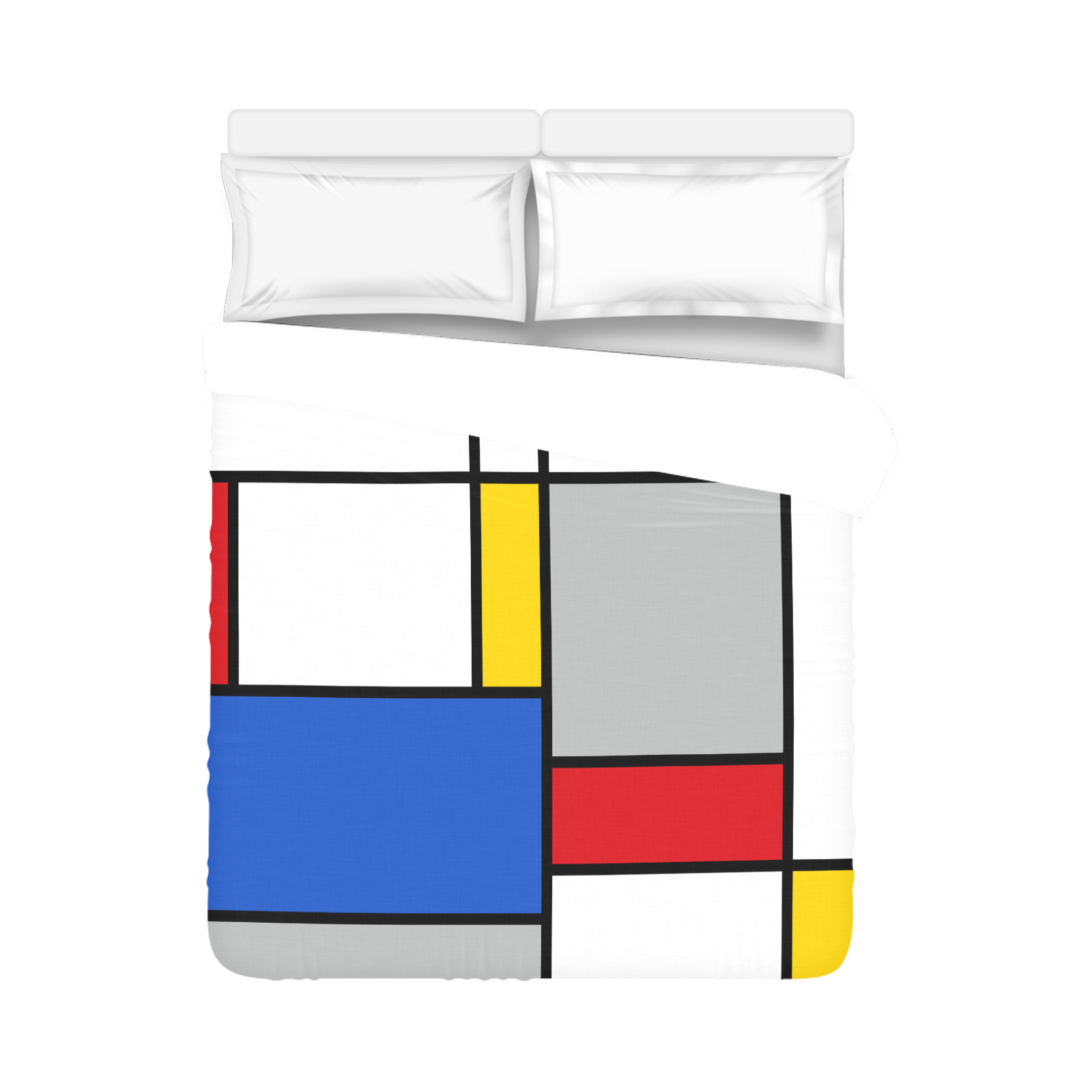 Geometric Retro Mondrian Style Color Composition Duvet Cover 86"x70" ( All-over-print)