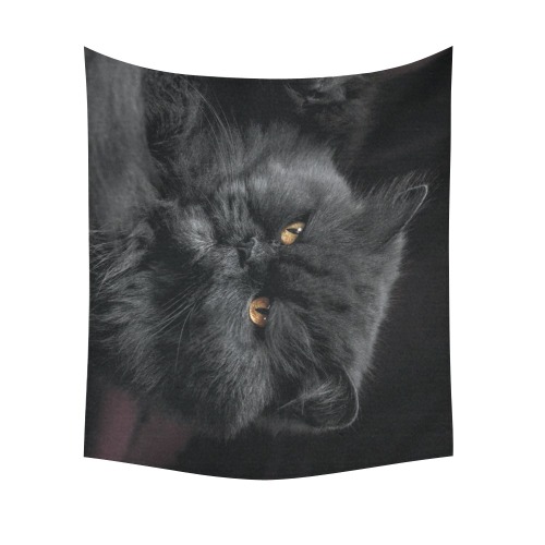 Angry Black Cat Cotton Linen Wall Tapestry 60"x 51"