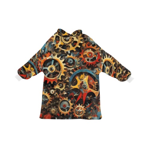 Stunning Mechanical Gear Colorful Abstract Art Blanket Hoodie for Men