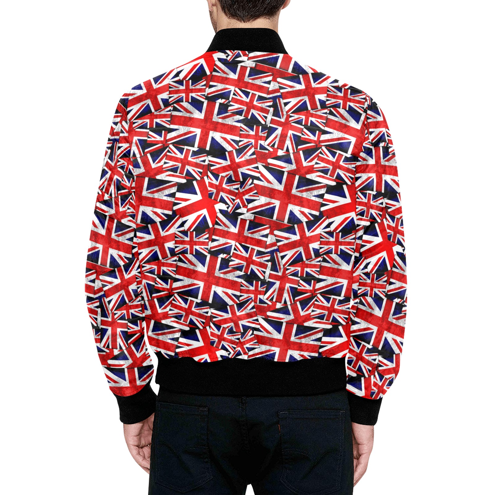 Union Jack British UK Flag All Over Print Quilted Bomber Jacket for Men (Model H33)