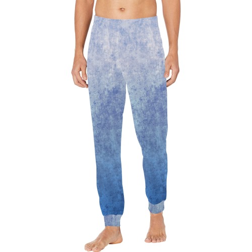 Blue Gradient grunge Men's Pajama Trousers with Custom Cuff