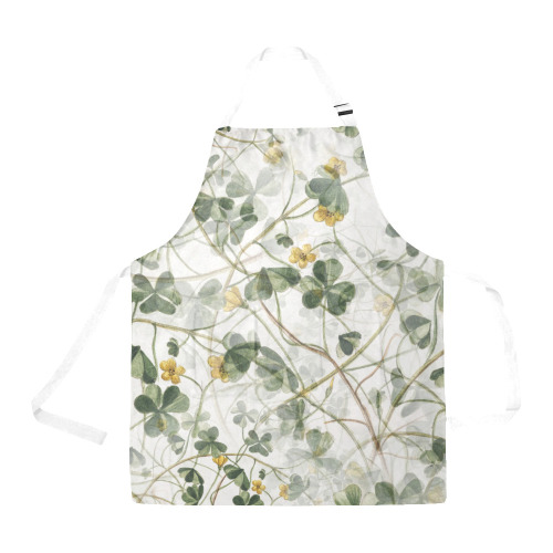 Vintage Yellow Floral Clover Foliage Plant All Over Print Apron