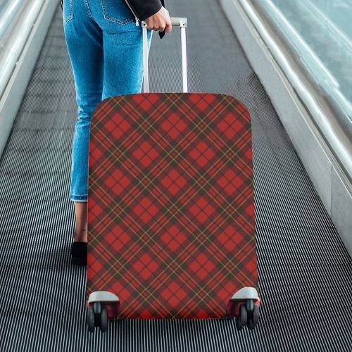 Red tartan plaid winter Christmas pattern holidays Luggage Cover/Large 26"-28"