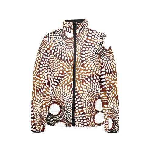 AFRICAN PRINT PATTERN 4 Women's Stand Collar Padded Jacket (Model H41)
