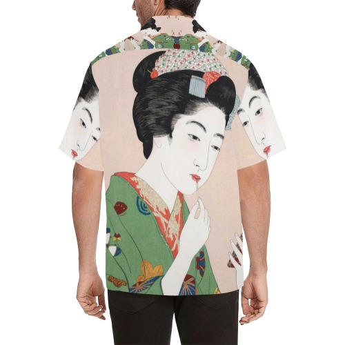 Geshia Woman Hawaiian Shirt with Merged Design (Model T58)