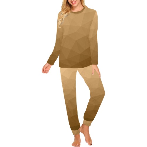 Brown gradient geometric mesh pattern Women's All Over Print Pajama Set