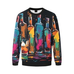 A row of colorful bottles and tumblers of drinks Men's Oversized Fleece Crew Sweatshirt (Model H18)