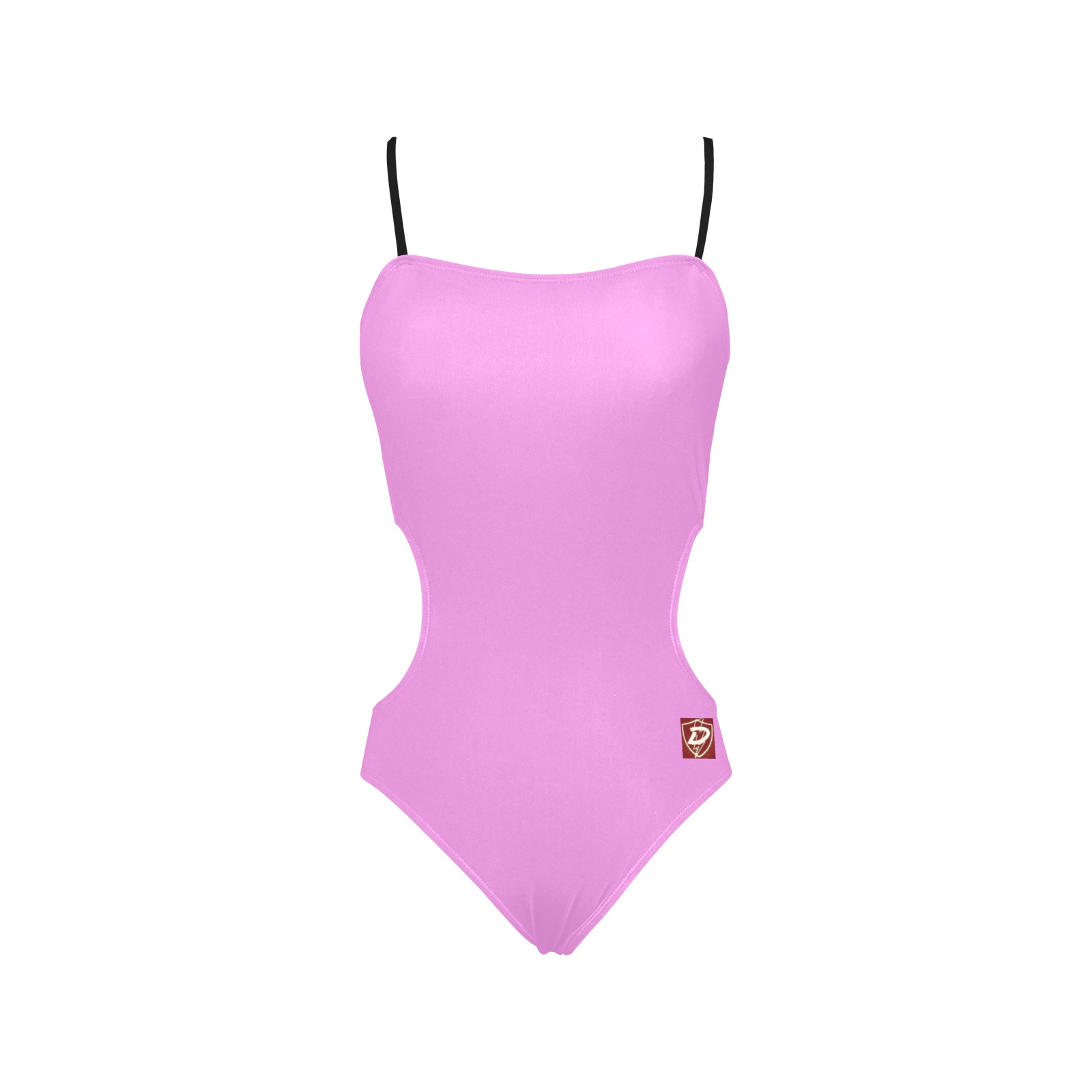 DIONIO - Women's Pink Cut Out Spaghetti Strap Swimsuit Spaghetti Strap Cut Out Sides Swimsuit (Model S28)
