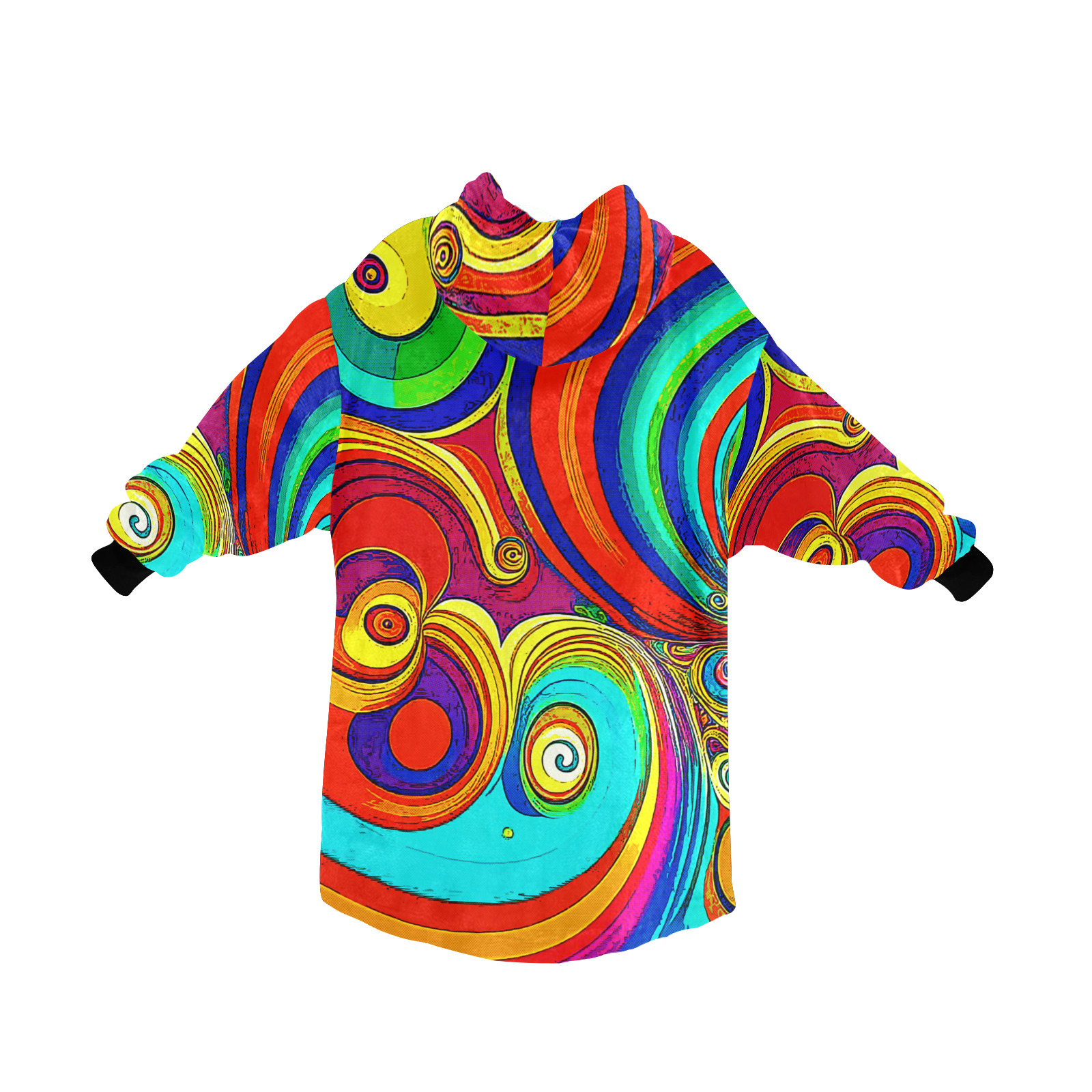 Colorful Groovy Rainbow Swirls Blanket Hoodie for Women