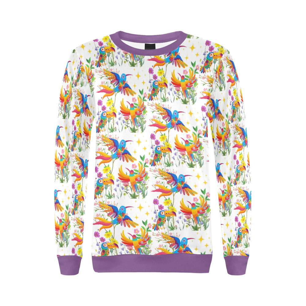Birds of Paradise Pattern All Over Print Crewneck Sweatshirt for Women (Model H18)