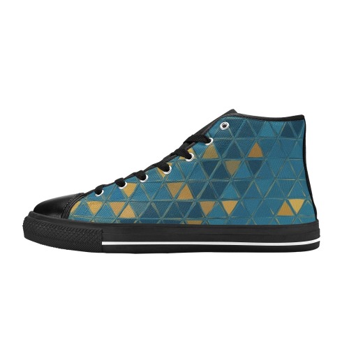 mosaic triangle 6 High Top Canvas Shoes for Kid (Model 017)